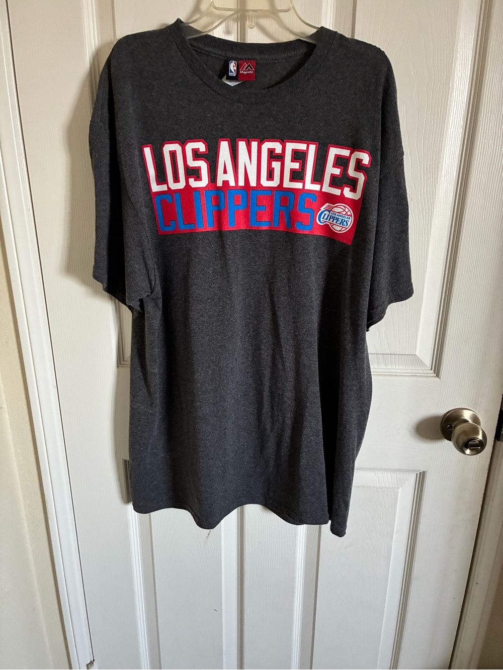 Majestic Los Angeles Clippers Gray Tee with Red & Blue Lettering